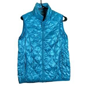 Uniqlo Womens Jacket Blue Full Zip Vest Puffer Quilted Gilet Body Warmer XS